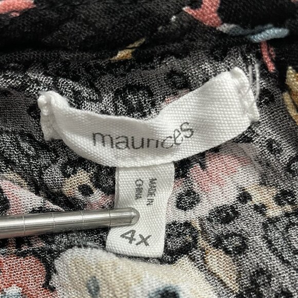 Maurices Plus Size Blouse Size 4X Floral Flutter Sleeve Scoop Neck Crinkle Gauze - Picture 8 of 9